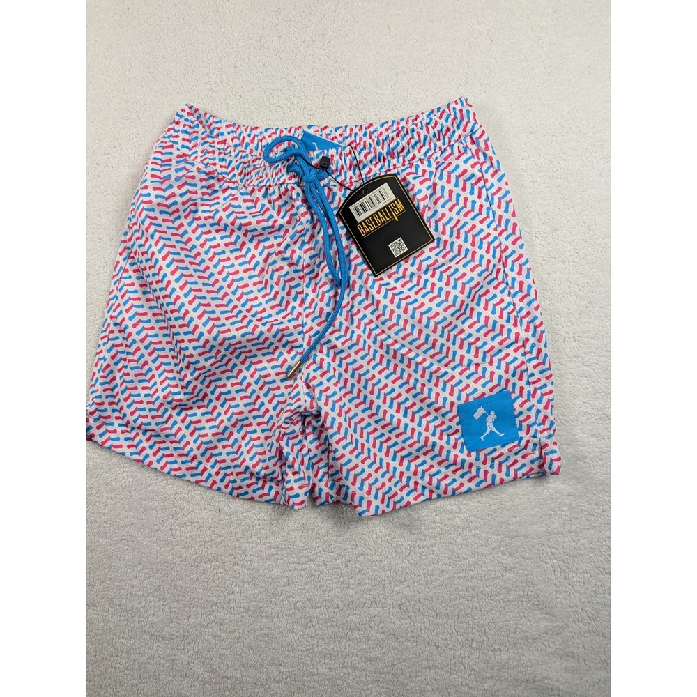 Baseballism Youth Medium Great Day Mesh Shorts Pink Blue Baseball Stitch NWT